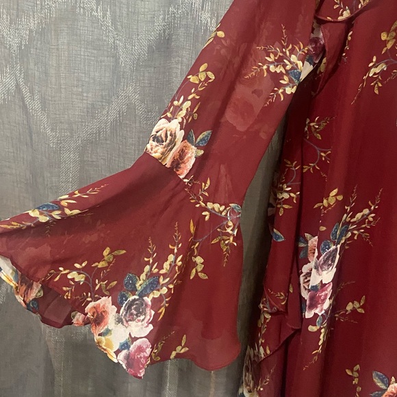 Dress boho floral chiffon dress bell sleeves fashion style - Picture 8 of 13